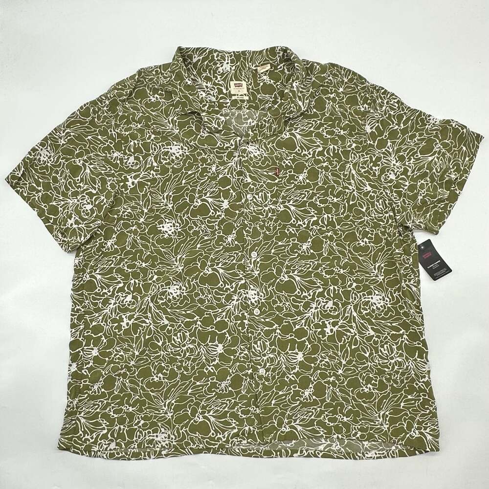 Levi's Classic Camper Size XL Olive Floral Short Sleeve Button Up Shirt NWT